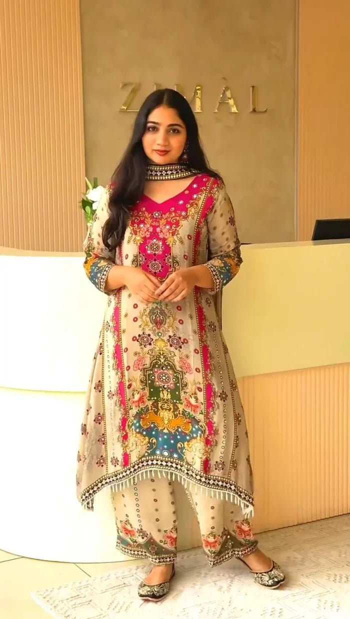 Adorning White Premium Anarkali Kurta Set