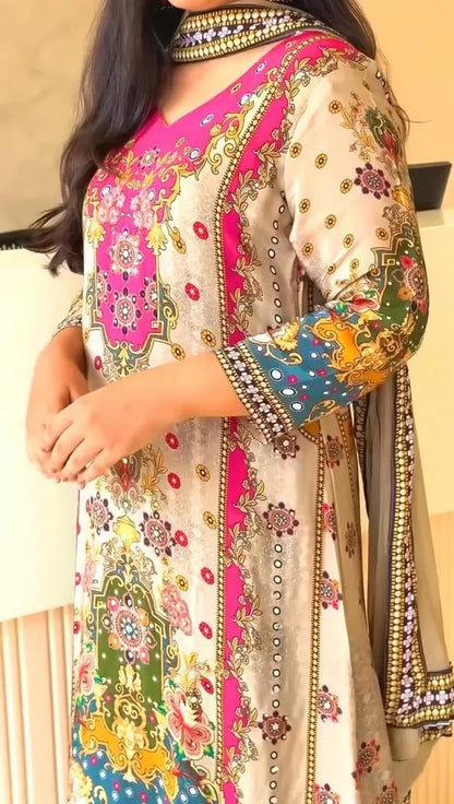 Adorning White Premium Anarkali Kurta Set