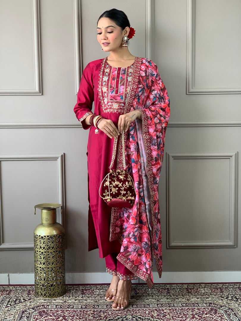 Most Beautiful Viscose Chanderi Suit Set