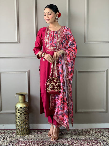Most Beautiful Viscose Chanderi Suit Set