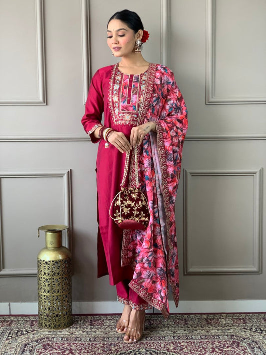Most Beautiful Viscose Chanderi Suit Set