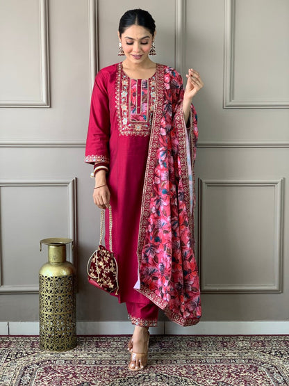 Most Beautiful Viscose Chanderi Suit Set