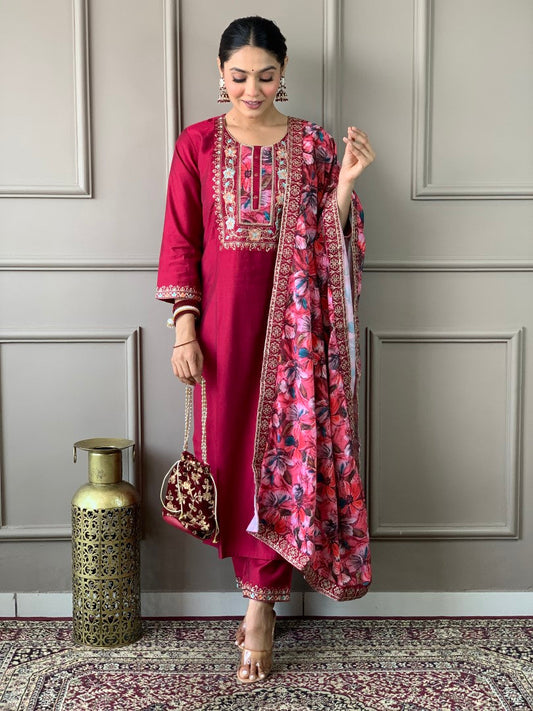 Most Beautiful Viscose Chanderi Suit Set