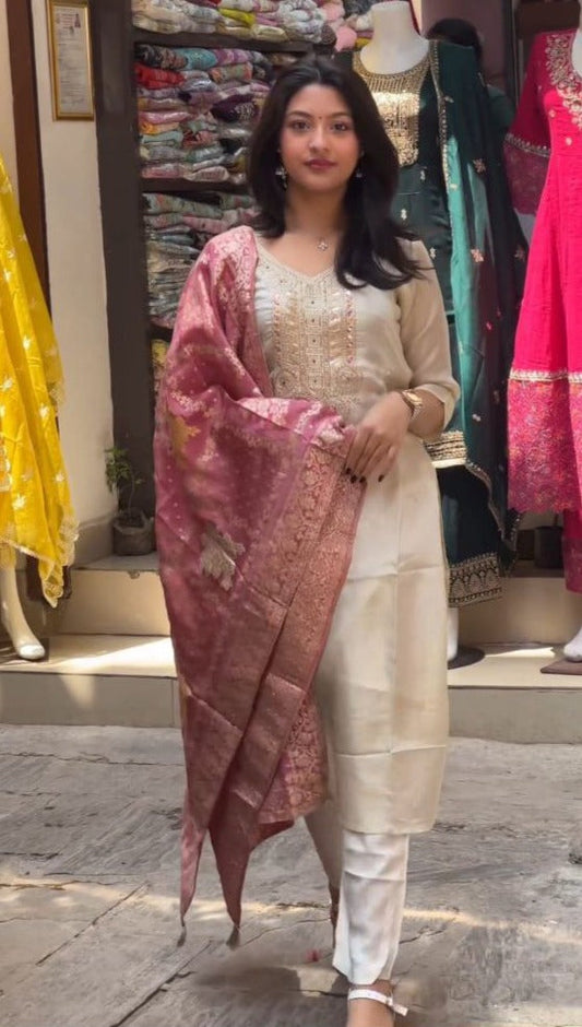 Trending Chanderi Silk Designer Suit Set