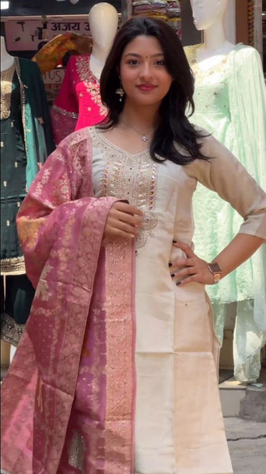Trending Chanderi Silk Designer Suit Set