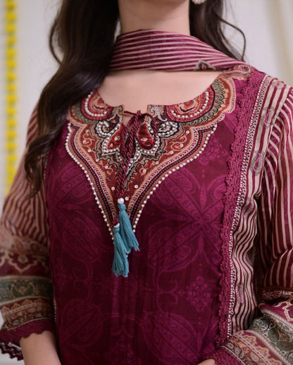 Most Attractive Pure Muslin Embroidery Suit Set