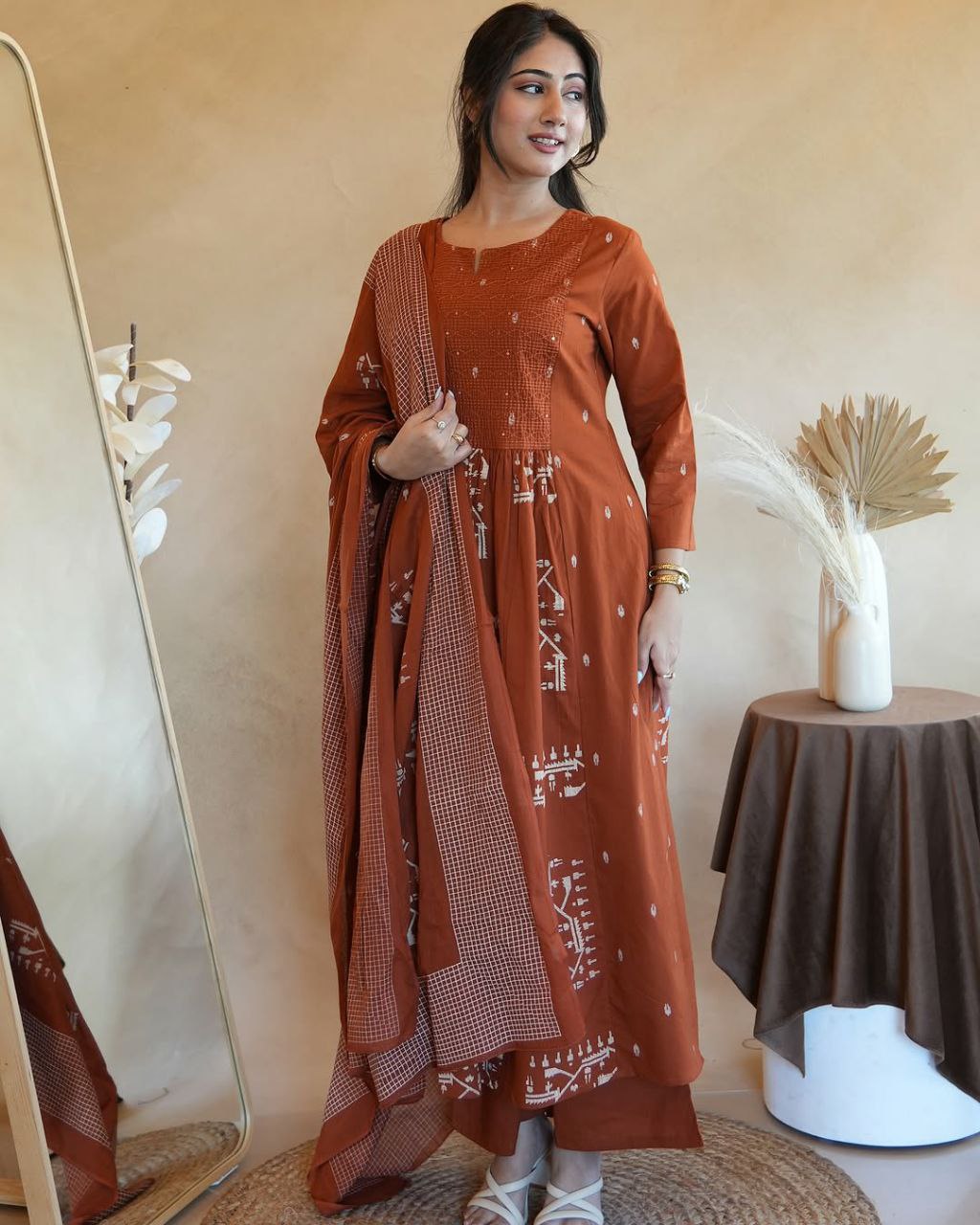 Most Delightful Soft Cotton Jaipuri Suit Set