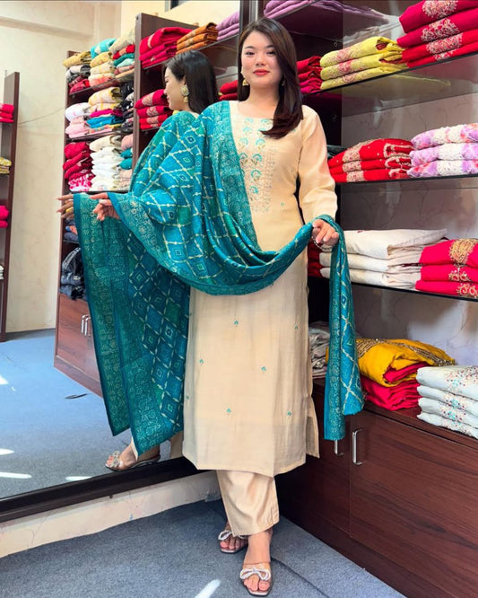 Most Beautiful Banarasi Bandhej Suit Set