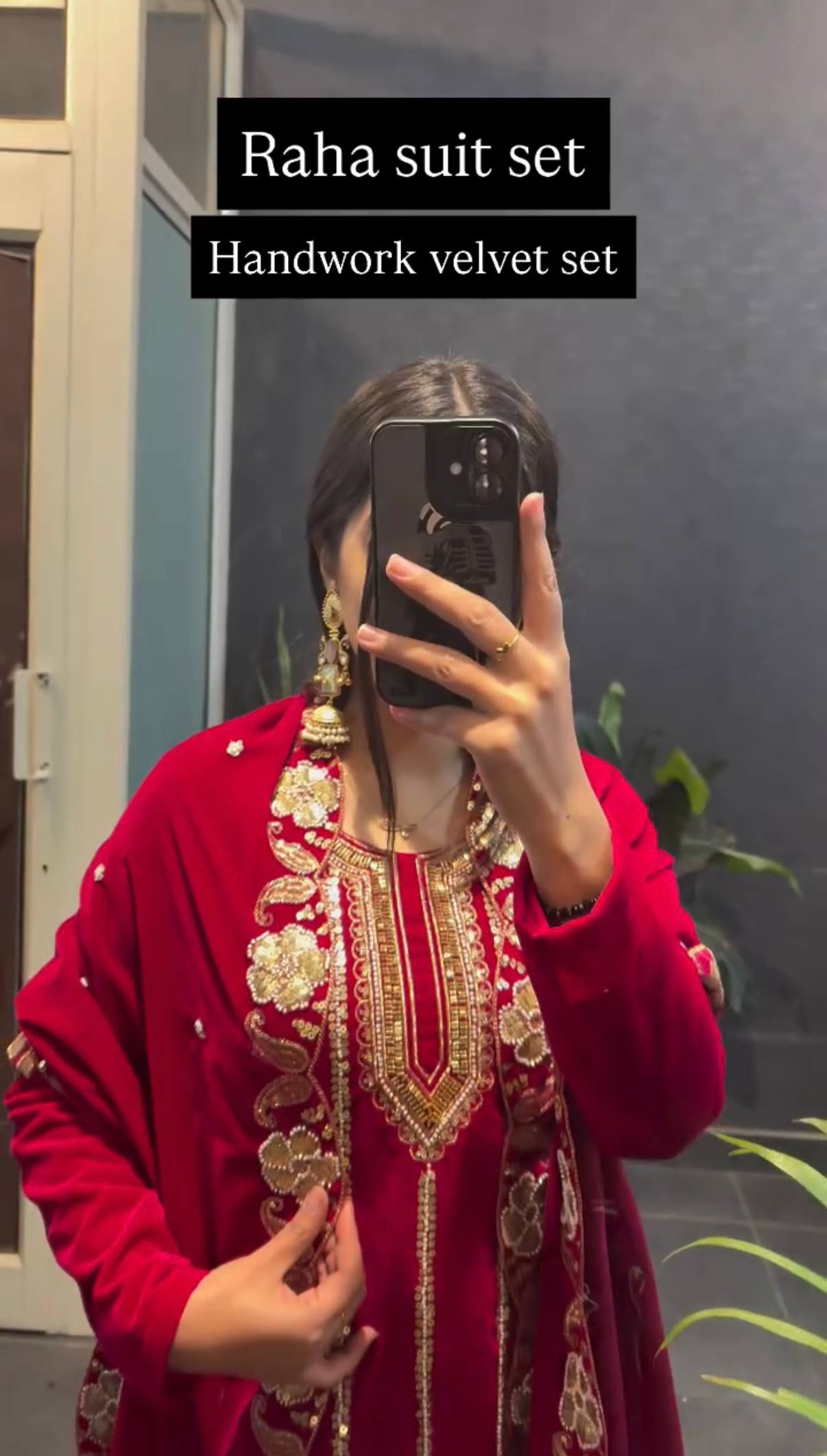 Beautiful Trendy Velvet Kurti Pent With Dupatta Heavy Work