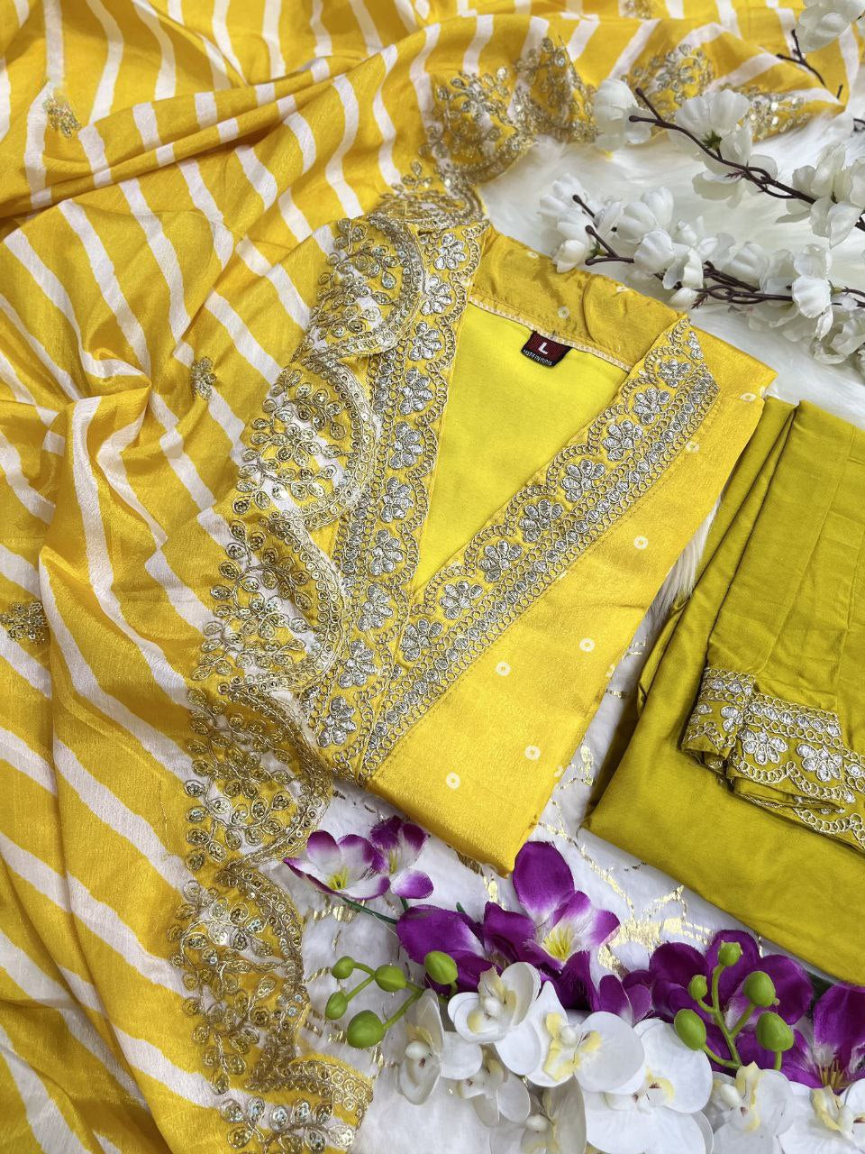 Pure Chinon Embroidary Suit Set