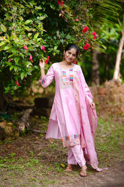 Pink Panther Most Trending Banana Silk Jequard Suit Set