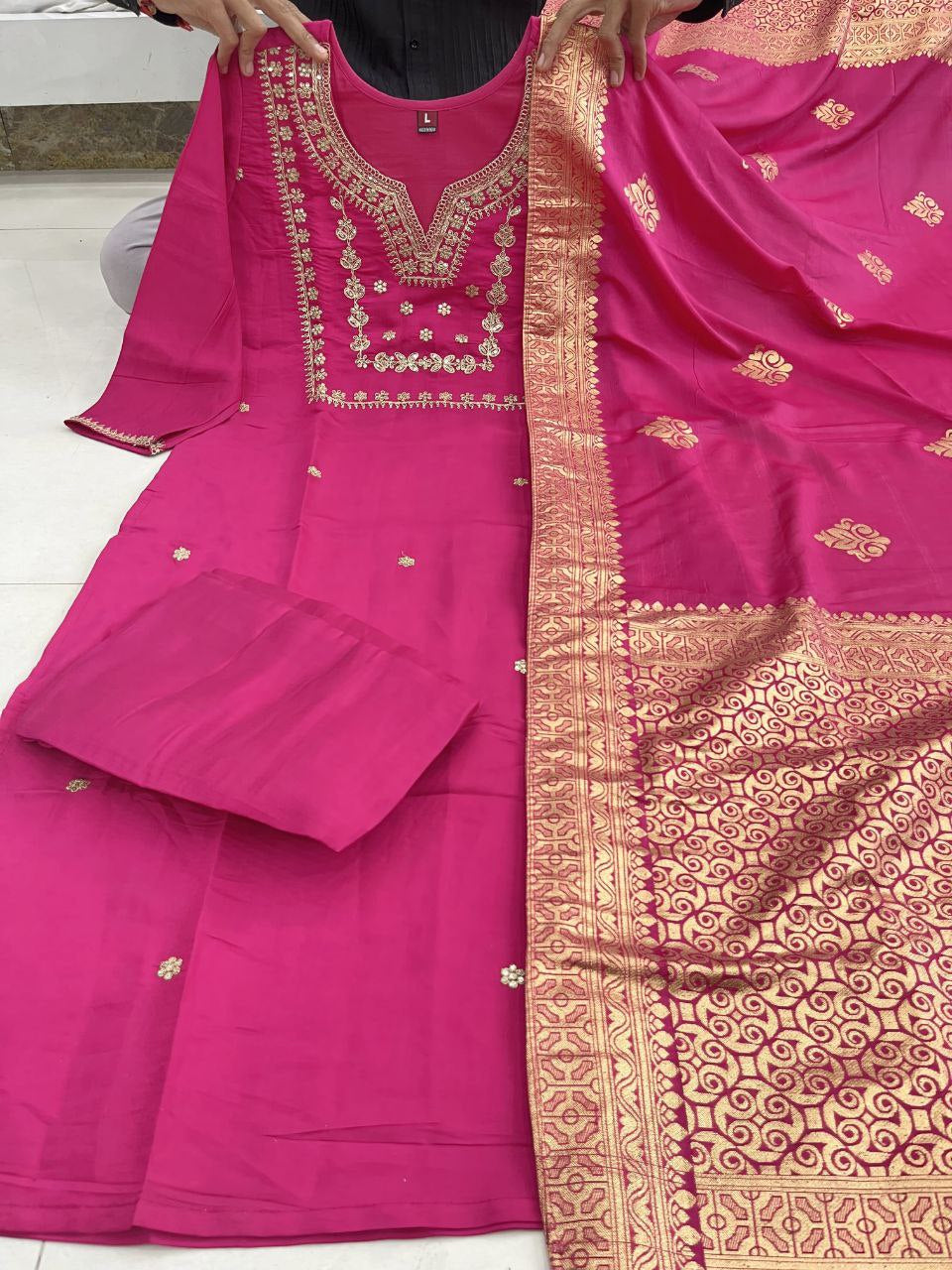 Trending Chanderi Silk Designer Suit Set