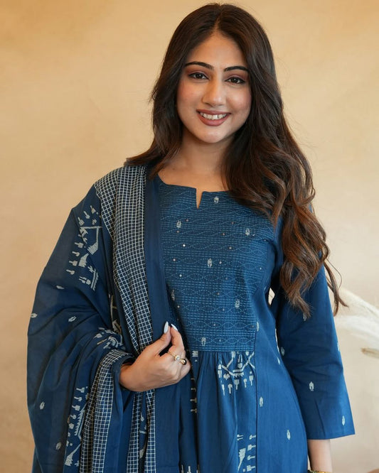 Most Delightful Soft Cotton Jaipuri Suit Set
