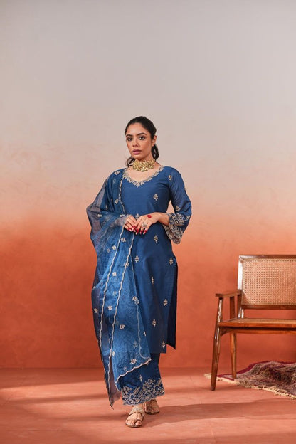 Most Elegant Chanderi Silk Embroidery Suit Set