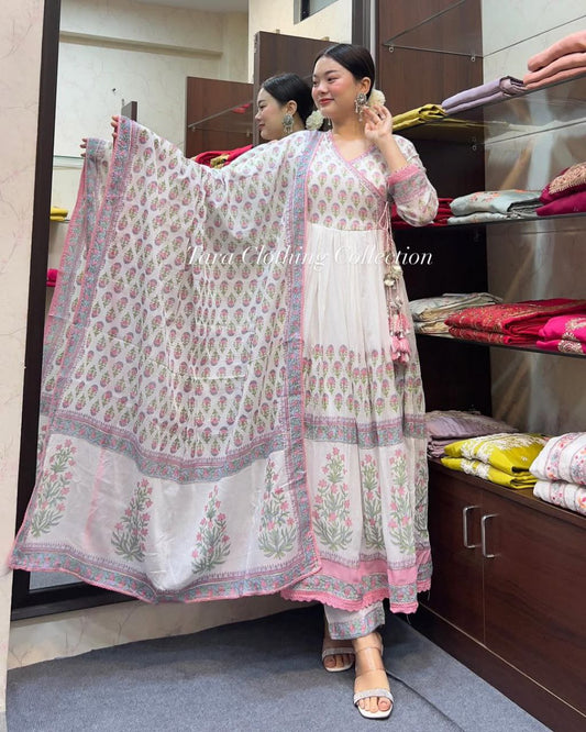 Elegant Pure Cotton Anarkali Style Suit Set