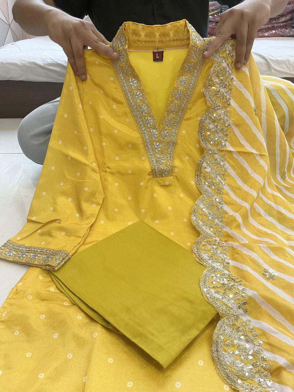 Pure Chinon Embroidary Suit Set