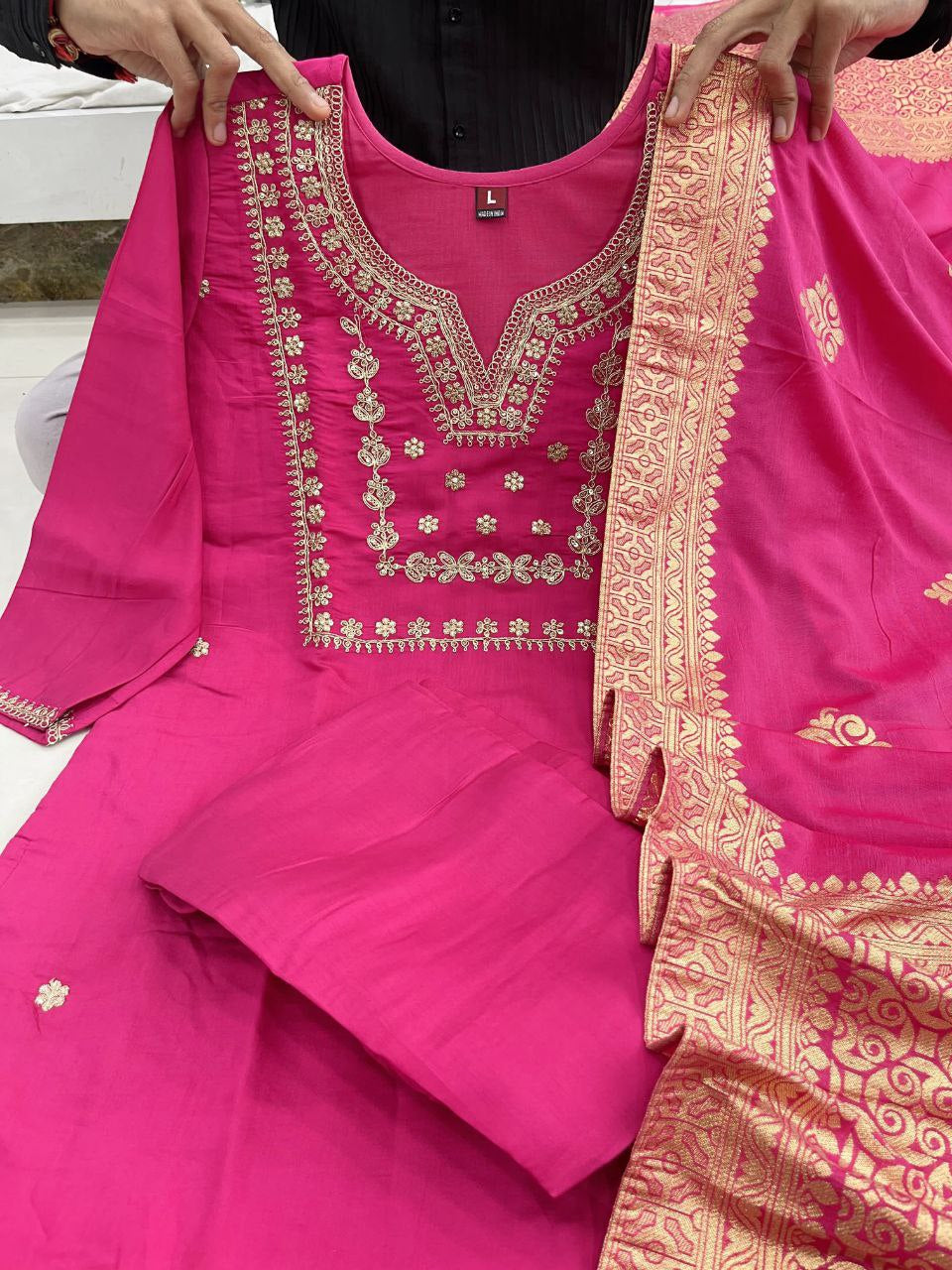 Trending Chanderi Silk Designer Suit Set