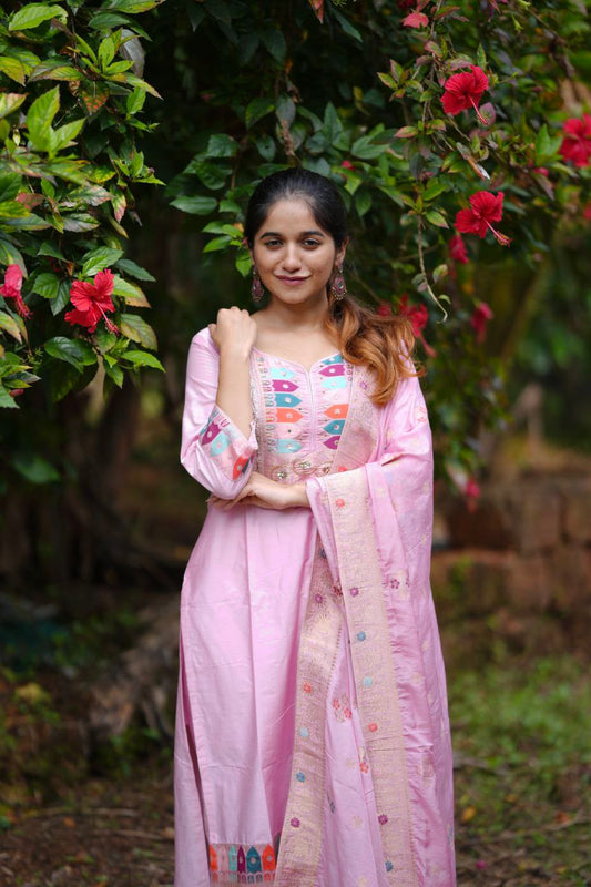 Pink Panther Most Trending Banana Silk Jequard Suit Set