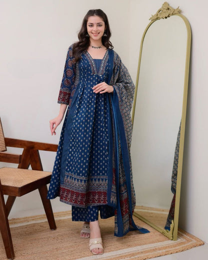 Very Sophisticated Pure Mul Cotton Anarkali Style Suit Set