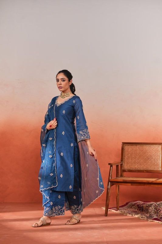 Most Elegant Chanderi Silk Embroidery Suit Set