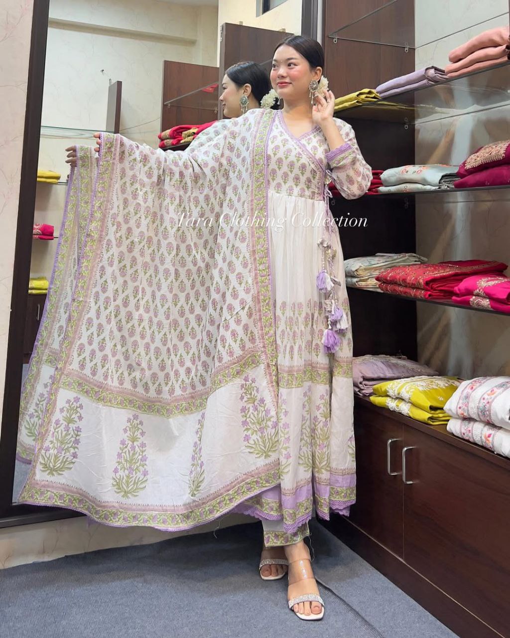 Elegant Pure Cotton Anarkali Style Suit Set