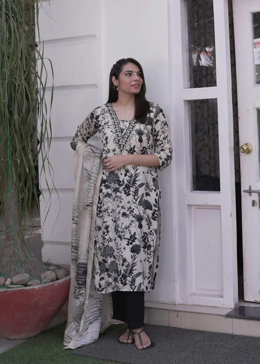 Black Organza Elegant Pure Organza khatli work Suit Set