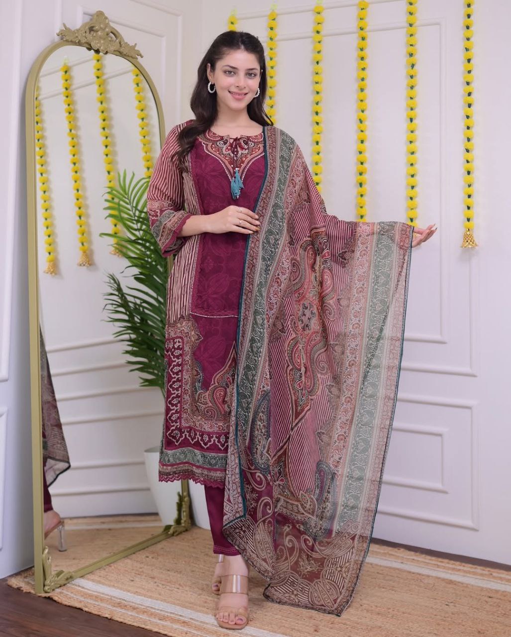 Most Attractive Pure Muslin Embroidery Suit Set