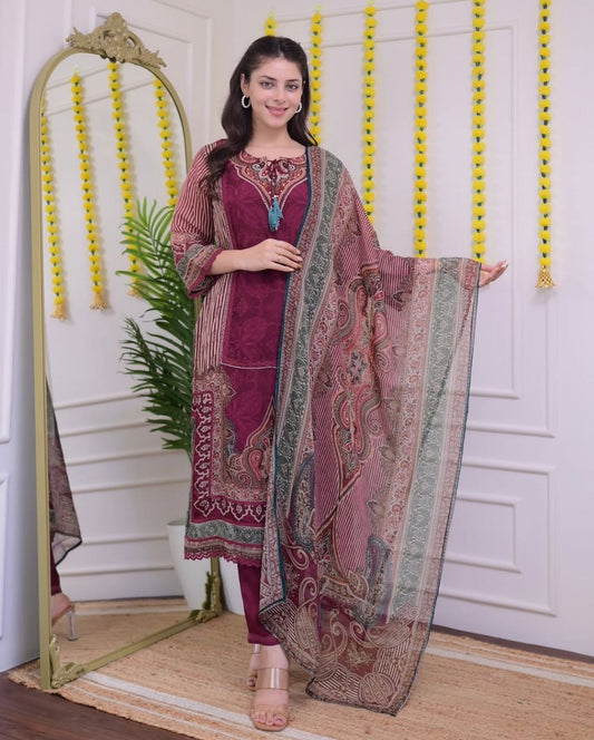 Most Attractive Pure Muslin Embroidery Suit Set