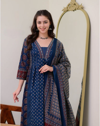 Very Sophisticated Pure Mul Cotton Anarkali Style Suit Set