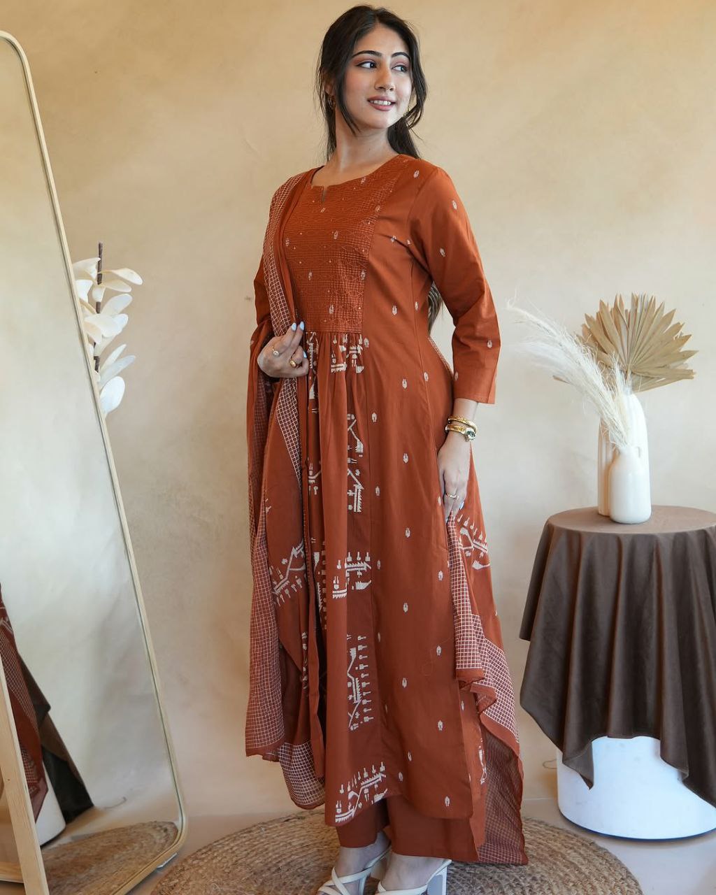 Most Delightful Soft Cotton Jaipuri Suit Set