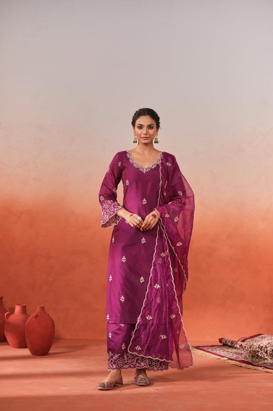 Most Elegant Chanderi Silk Embroidery Suit Set