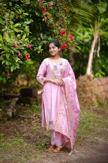 Pink Panther Most Trending Banana Silk Jequard Suit Set