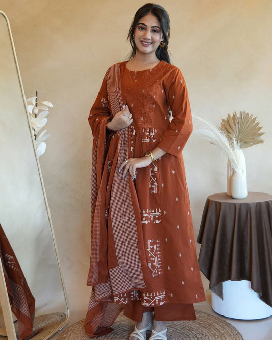 Most Delightful Soft Cotton Jaipuri Suit Set